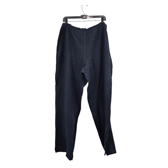 Cynthia Ashby Women's 100% Linen Zip Back Straight Leg Pants Lagenlook - L
